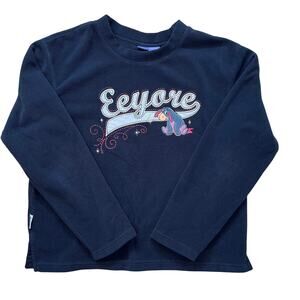 Disney Eeyore Blue Fleece Crewneck Sweatshirt Rhinestones Sparkle Large Pooh